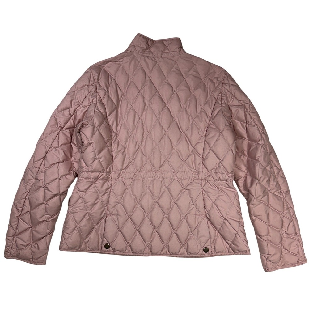 Eddie Bauer Premium Quilted Goose Down Puffer Jacket Pink Snap Flap Pockets Sz L - Picture 2 of 14